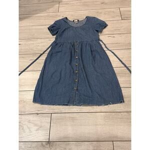 Vintage 100% Cotton Denim Button Down Dress